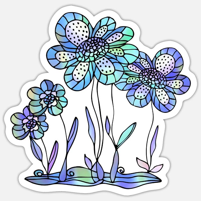 Fleur - Sticker taille S (10 x 10 cm) - blanc mat