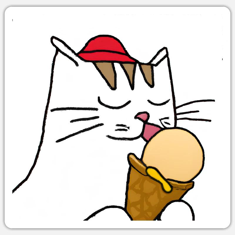 Katze mit Eis Sticker Größe S (10 x 10 cm)