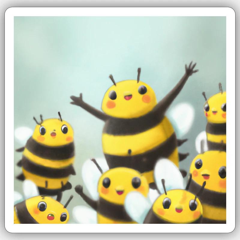 BumbleBees - Sticker Größe S (10 x 10 cm) - Mattweiß