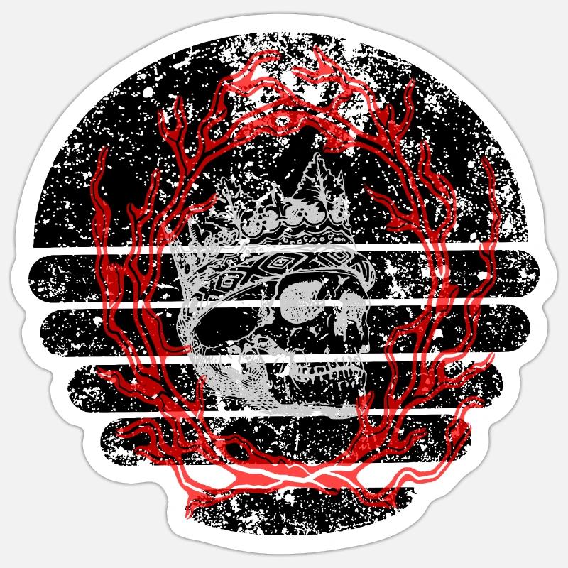 crâne de sucre et feu - Sticker taille S (10 x 10 cm) - blanc mat