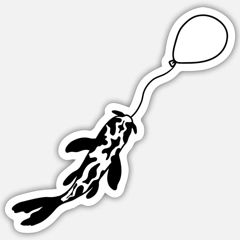 Ballon de poisson Koi pêché - Sticker taille S (10 x 10 cm) - blanc mat