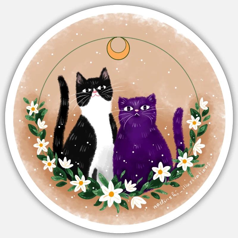 Two cats - Sticker size S (10 x 10 cm) - white matte