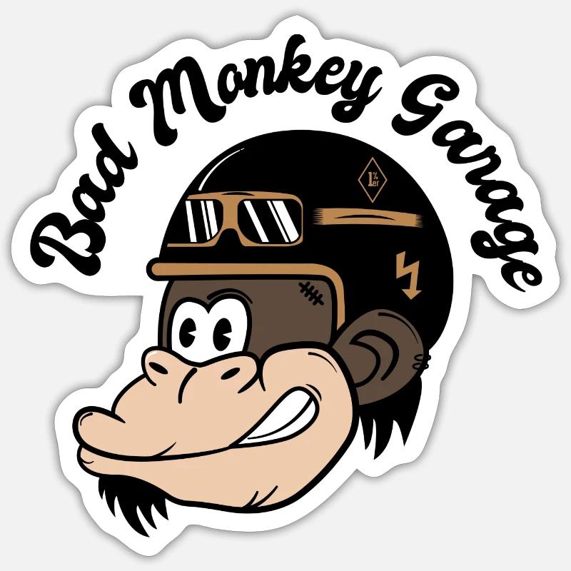 Böser Affe - Sticker Größe S (10 x 10 cm) - Mattweiß