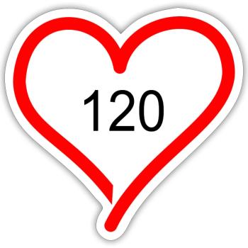 Tempo 120 - Sticker Größe S (10 x 10 cm) - Mattweiß - Vorne