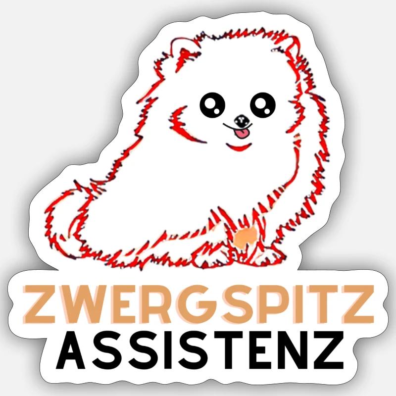 Zwergspitz Assistenz 1 Sticker Größe S (10 x 10 cm)