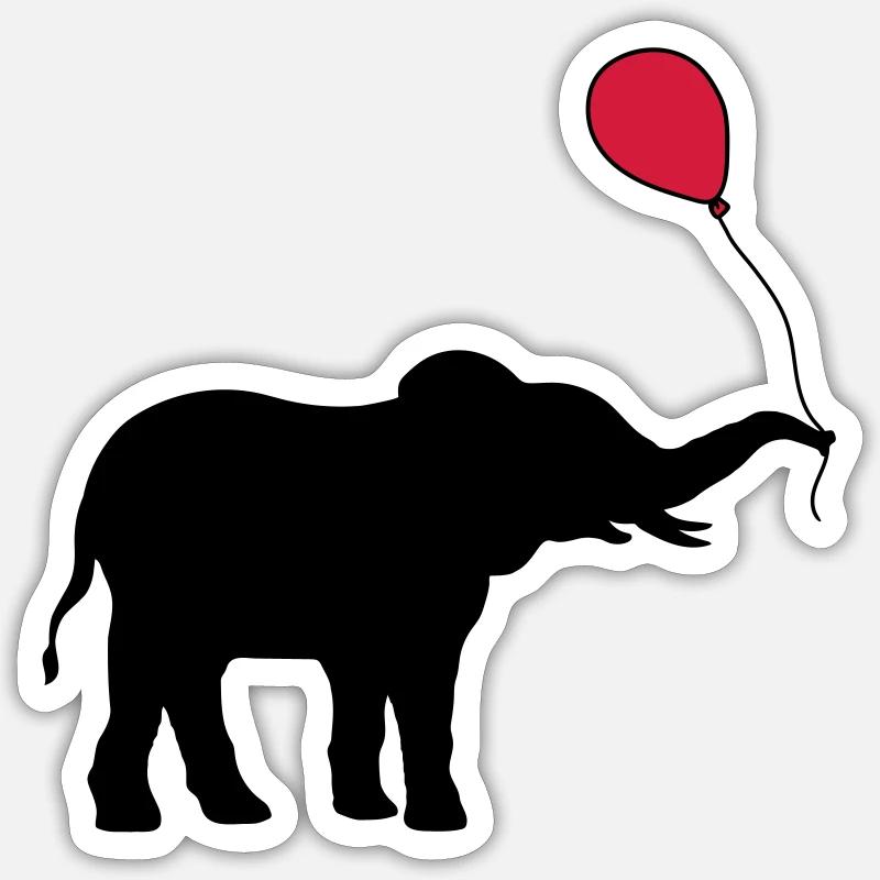 Red Balloon Elephant Gift - Sticker size S (10 x 10 cm) - white matte