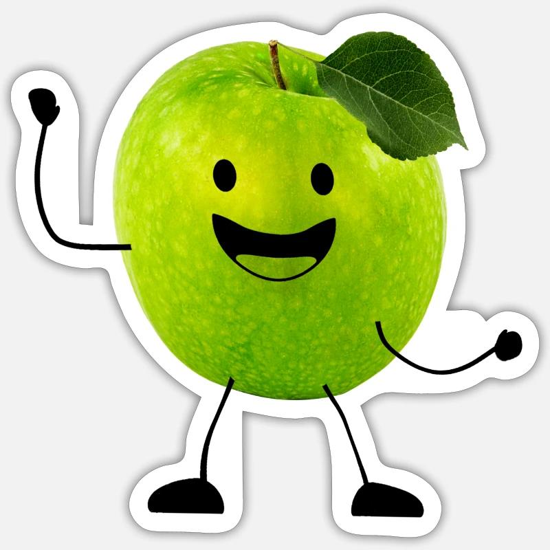 apple with face - Sticker size S (10 x 10 cm) - white matte