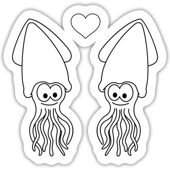 Squid Comic Couple Love - Sticker size S (10 x 10 cm) - white matte - Front