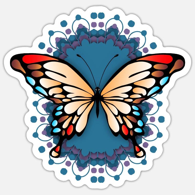 Papillon - Sticker taille S (10 x 10 cm) - blanc mat
