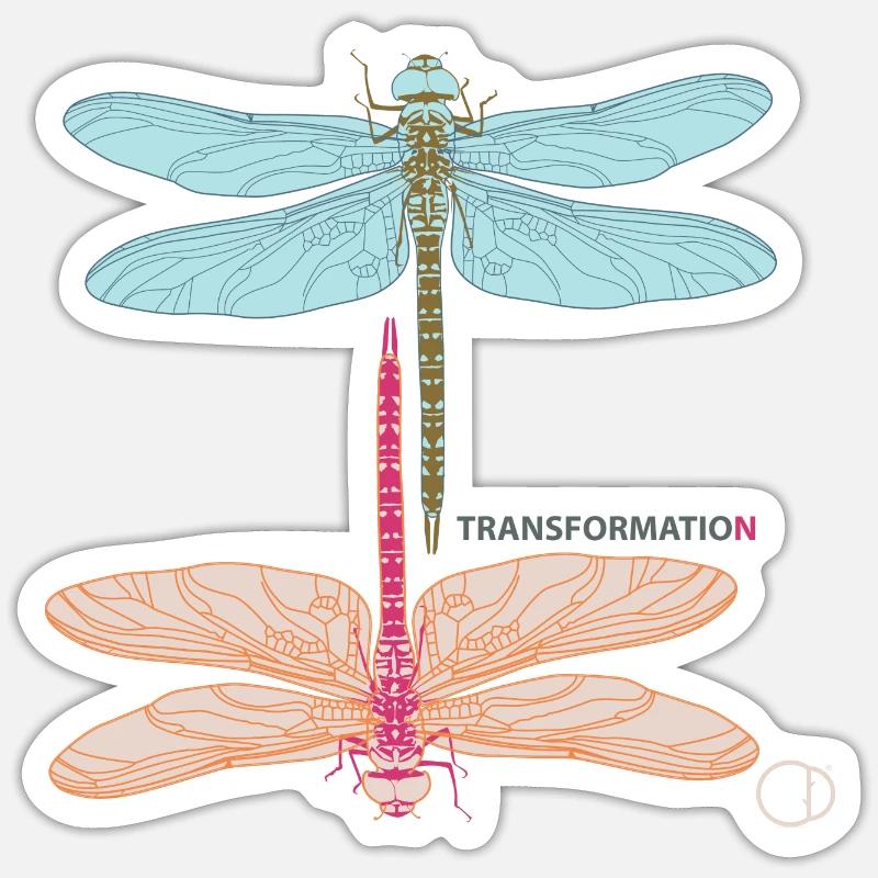 Libellen und Transformation by CD - Sticker Größe S (10 x 10 cm) - Mattweiß