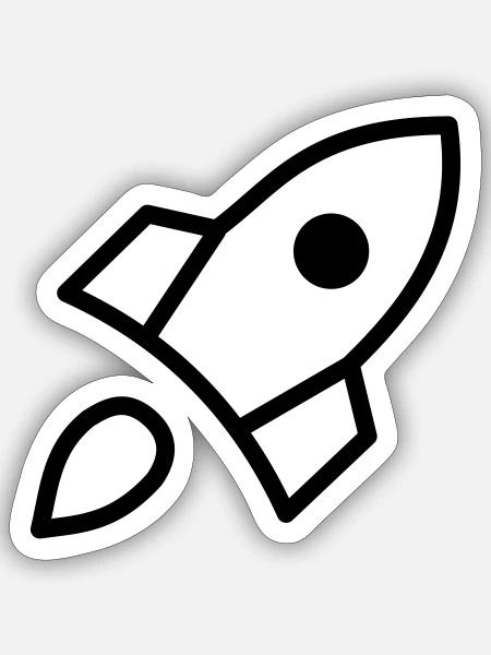 Minimalistic Rocket Black - Sticker Größe S (10 x 10 cm) - Mattweiß