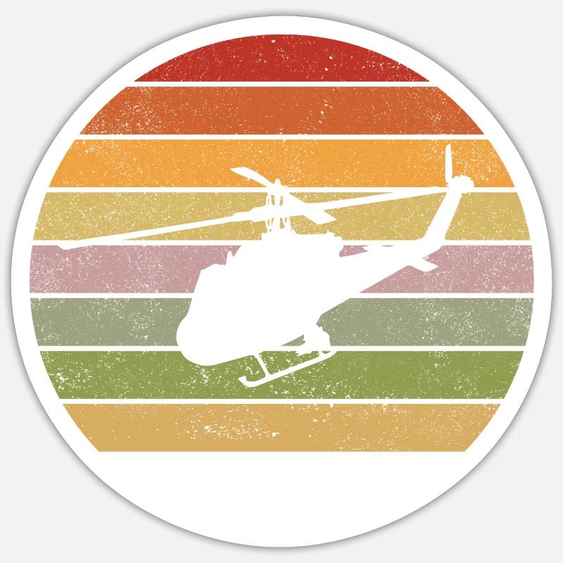 Helikopter Retro Hubschrauber Pilot Sticker Größe S (10 x 10 cm)