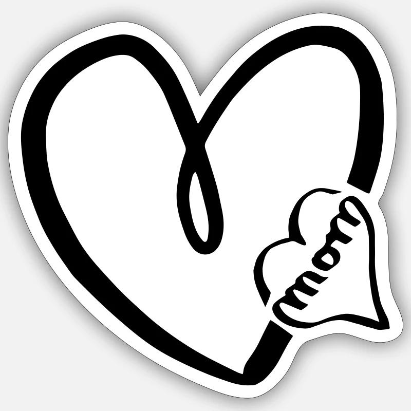 Maman dans le cœur - Sticker taille S (10 x 10 cm) - blanc mat