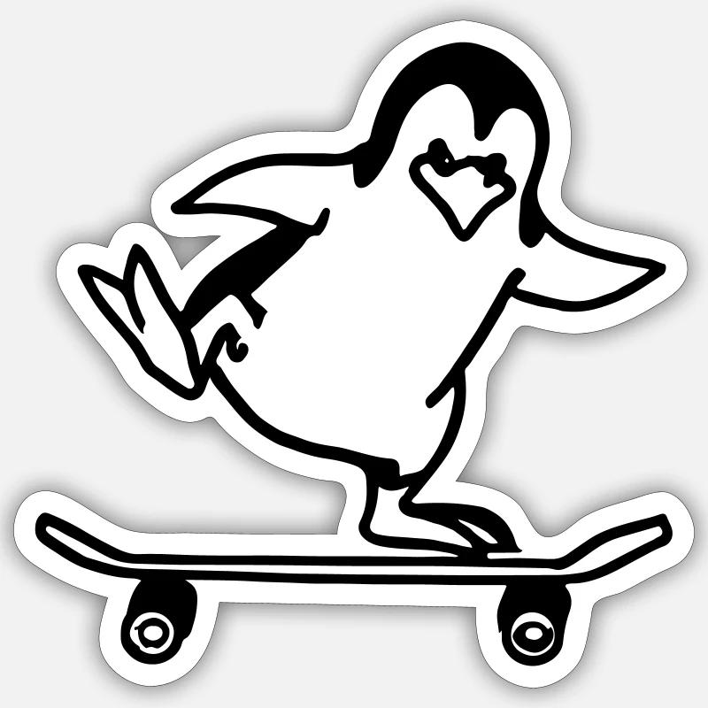 Penguin skateboards - Sticker size S (10 x 10 cm) - white matte