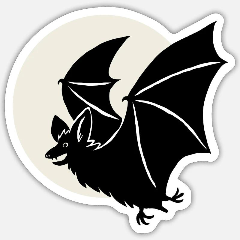 Chauve-souris devant la lune Sticker taille S (10 x 10 cm)