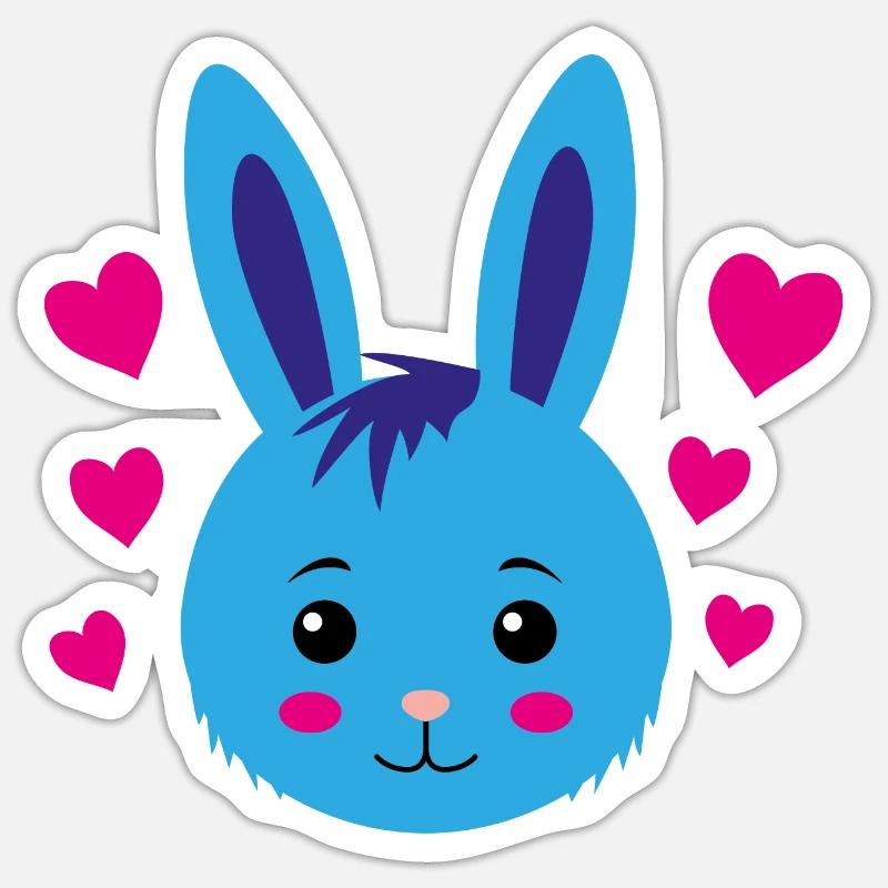 Cœurs de lapin - Sticker taille S (10 x 10 cm) - blanc mat