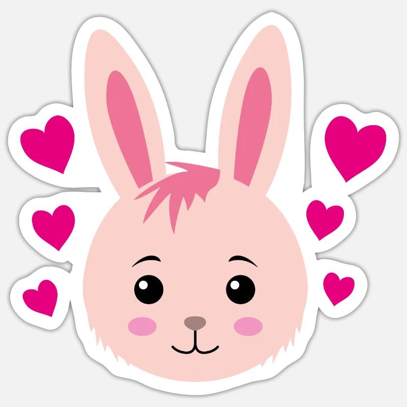 Cœurs de lapin Sticker taille S (10 x 10 cm)