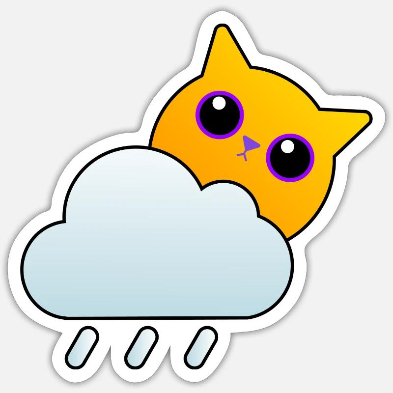 Mignon chat météo Sticker taille S (10 x 10 cm)