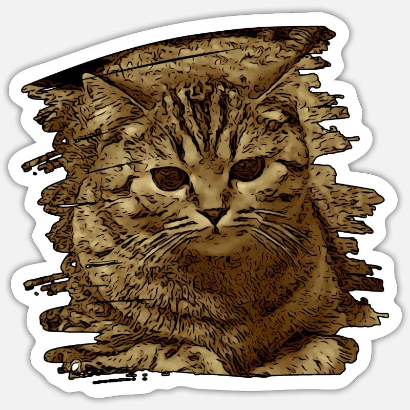 Visage de chat5 - Sticker taille S (10 x 10 cm) - blanc mat