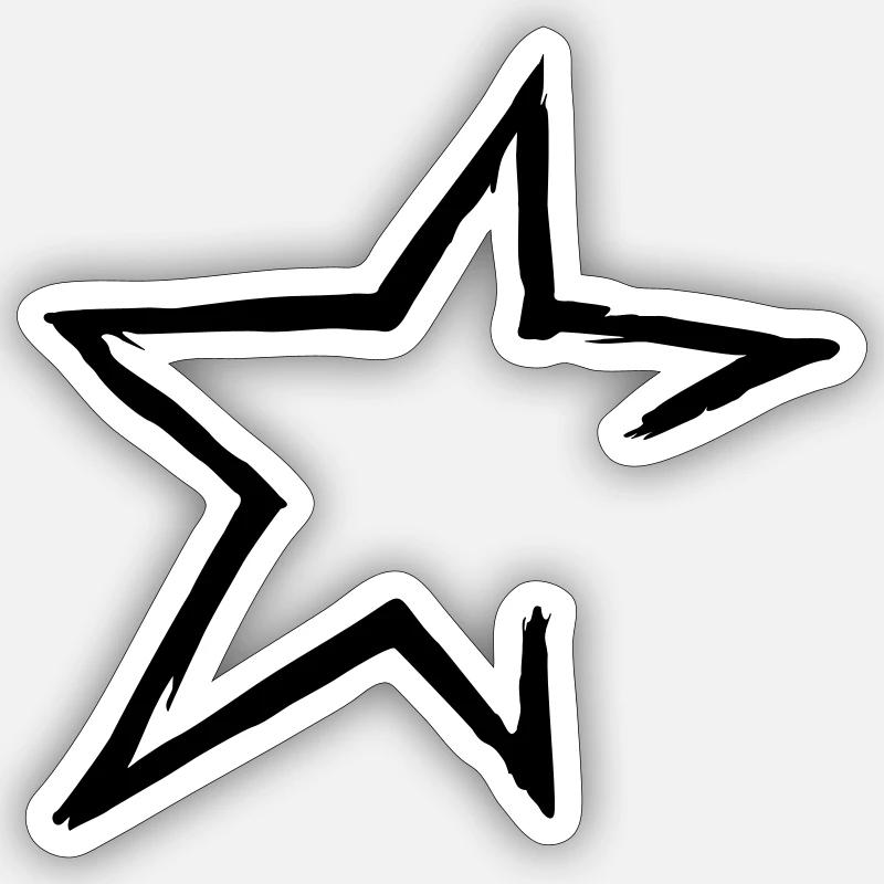Hand-drawn star (1C, open) Sticker size S (10 x 10 cm)