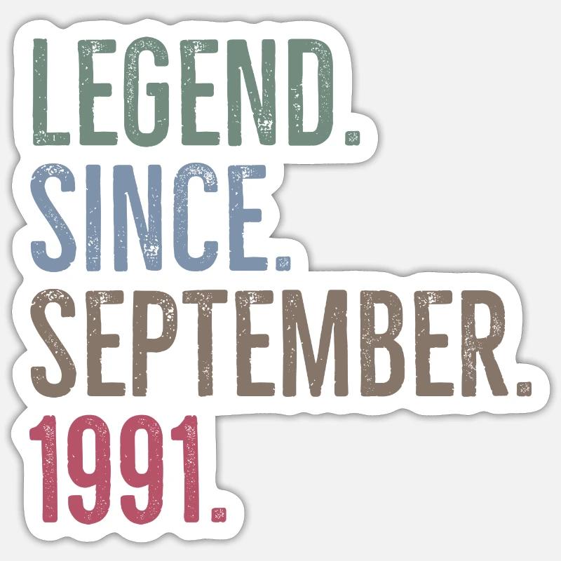 Legende seit September 1991 - Sticker Größe S (10 x 10 cm) - Mattweiß
