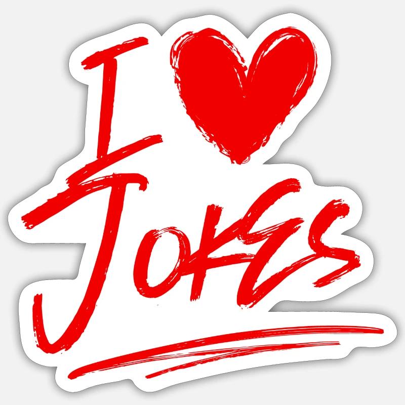Ich liebe Witze - Sticker Größe S (10 x 10 cm) - Mattweiß