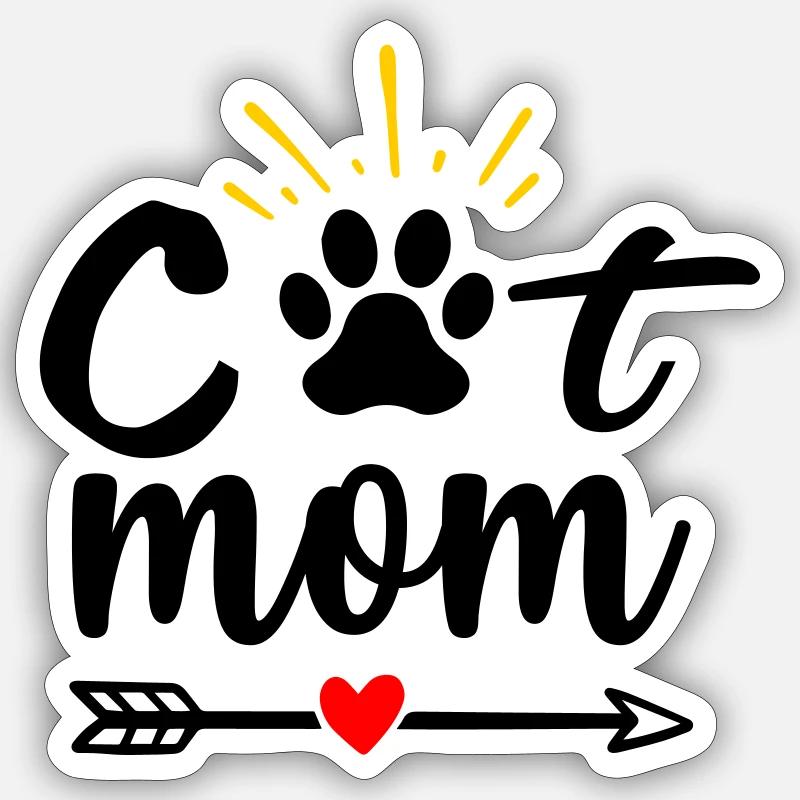 Cat mom - Sticker size S (10 x 10 cm) - white matte