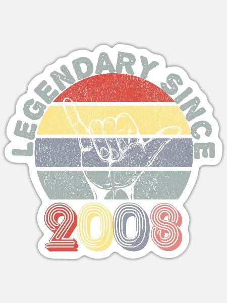 2008 | Vintage Legendär seit 2008 Jubiläum - Sticker Größe S (10 x 10 cm) - Mattweiß
