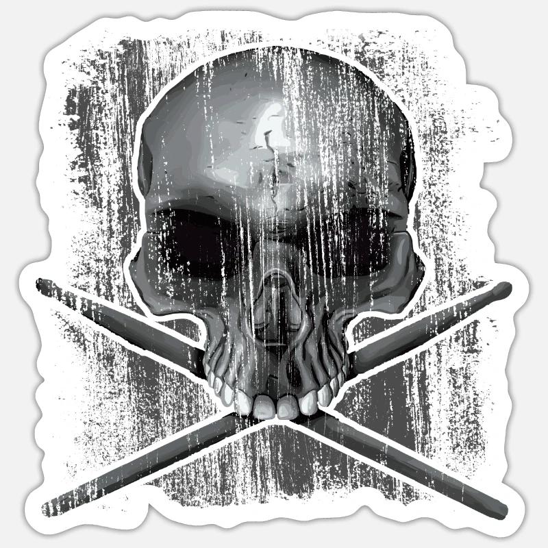 Drummer Skull Sticker size S (10 x 10 cm)