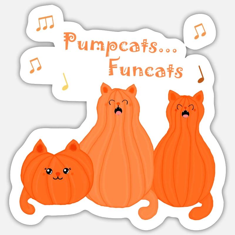 Les citrouilles sont des chats funts - Sticker taille S (10 x 10 cm) - blanc mat