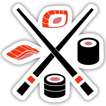 Sushi - Sticker taille S (10 x 10 cm) - blanc mat - Devant