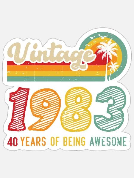 Vintage Cadeau D'anniversaire 40 Ans Vintage 1983 - Sticker taille S (10 x 10 cm) - blanc mat