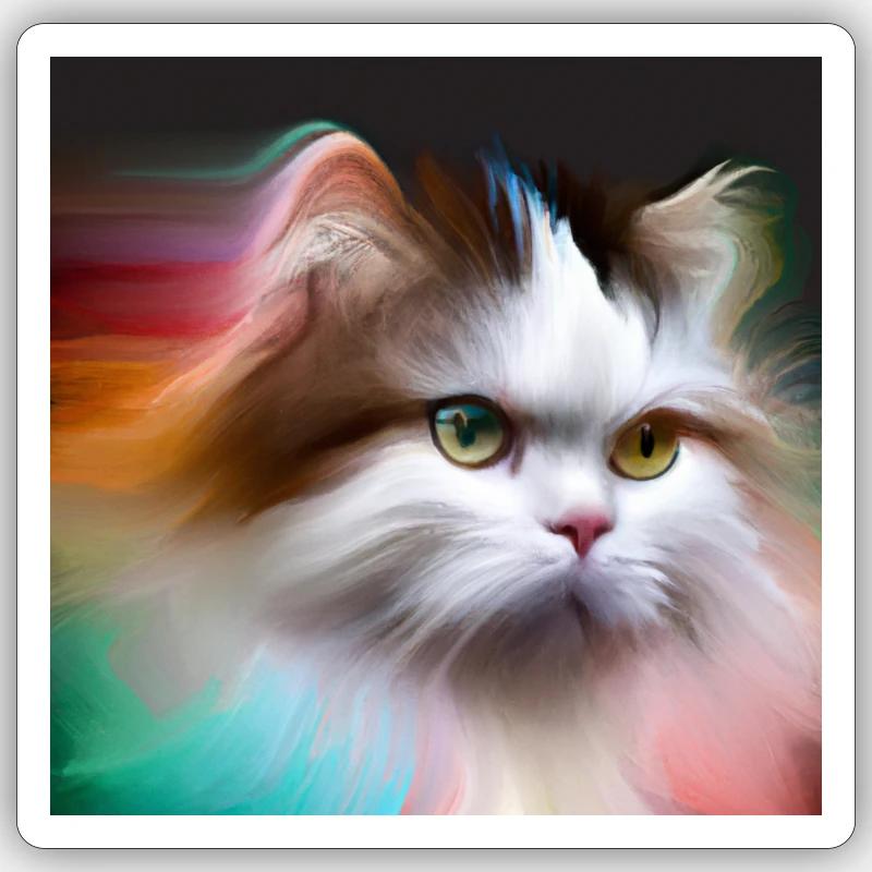 Chat mignon dans l’art numérique Sticker taille S (10 x 10 cm)