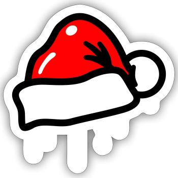 Chapeau de Noël Symbole de Noël Noël - Sticker taille S (10 x 10 cm) - blanc mat - Devant