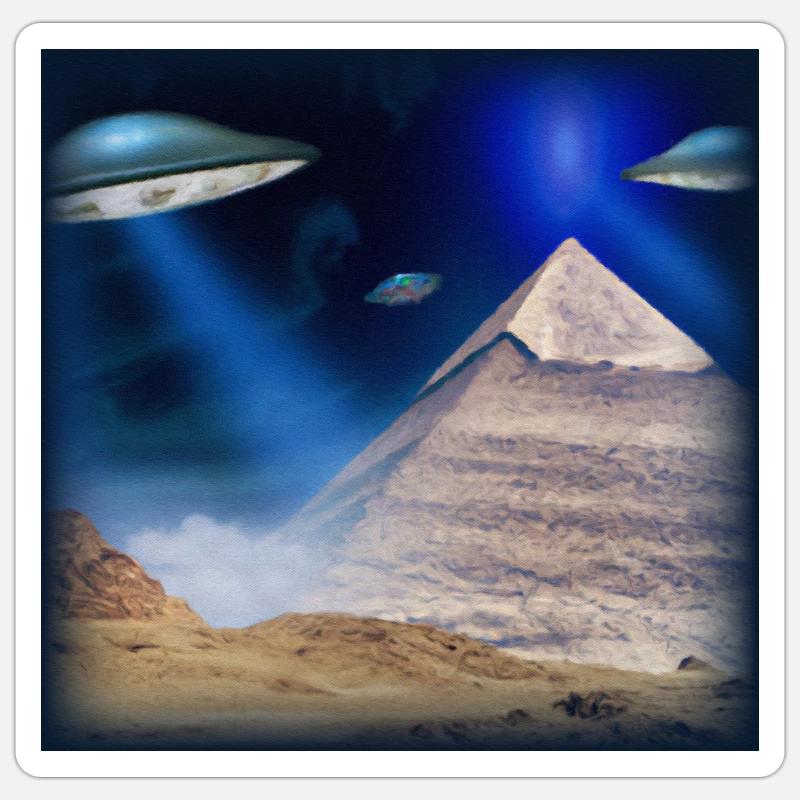 ufo pyramids - Sticker size S (10 x 10 cm) - white matte
