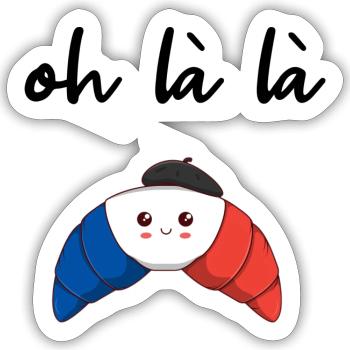 France Croissant Oh la la idée cadeau - Sticker taille S (10 x 10 cm) - blanc mat - Devant