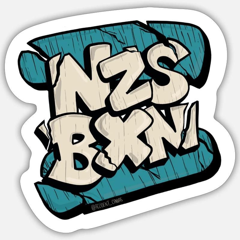 NZS BXN - Sticker taille S (10 x 10 cm) - blanc mat