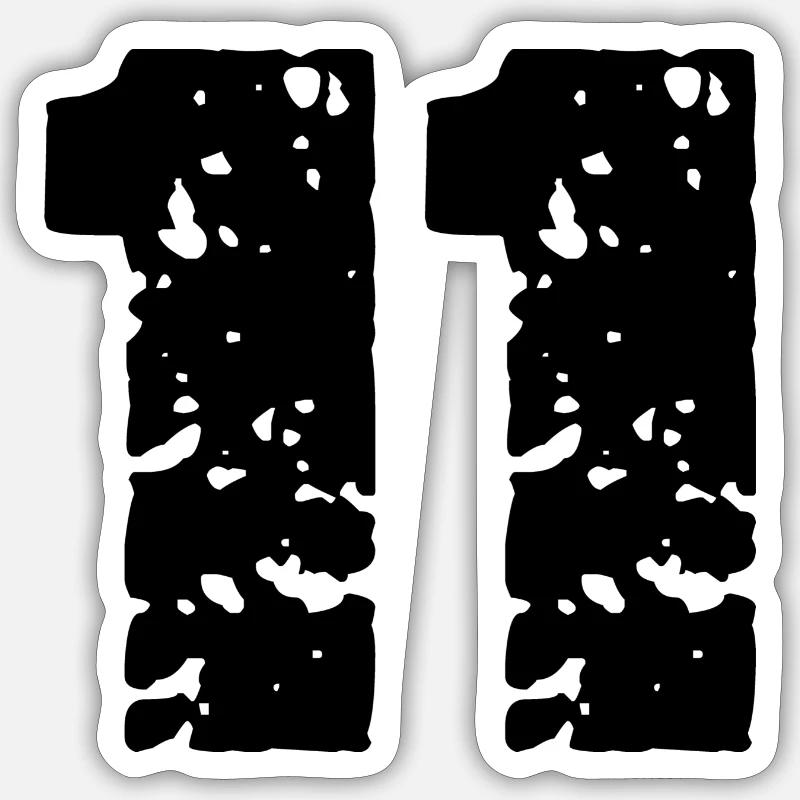 11 Maillot numéro - Sticker taille S (10 x 10 cm) - blanc mat