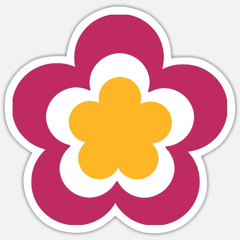 70s Flower Pattern Violet, Fascife, - Sticker size S (10 x 10 cm) - white matte