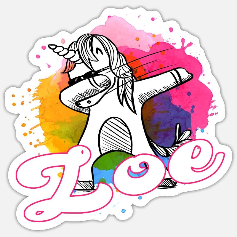 ZOE - Schöner Name mit dabbing Einhorn Sticker Größe S (10 x 10 cm)