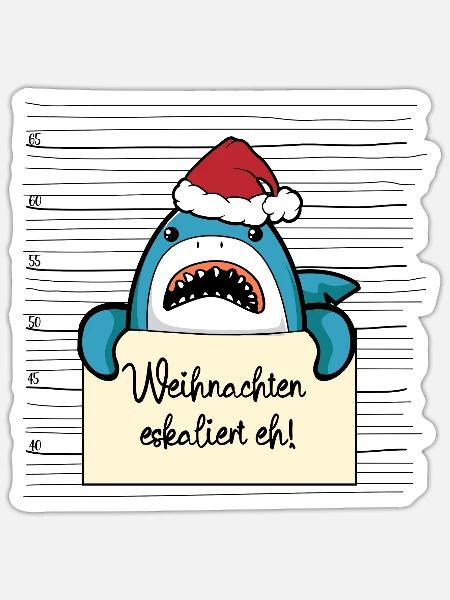 Es eskaliert eh lustige Weihnachten Hai - Sticker Größe S (10 x 10 cm) - Mattweiß