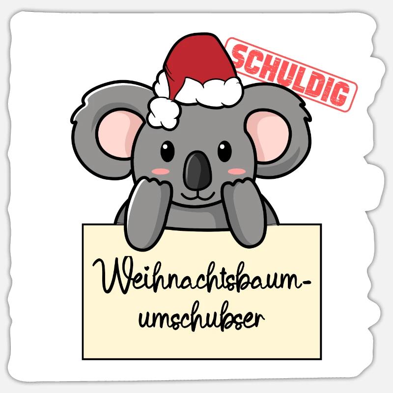 Weihnachtsbaum Umschubser Koala - Sticker Größe S (10 x 10 cm) - Mattweiß