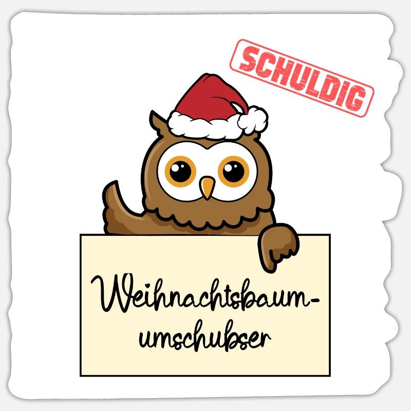 Weihnachtsbaum Umschubser Eule - Sticker Größe S (10 x 10 cm) - Mattweiß