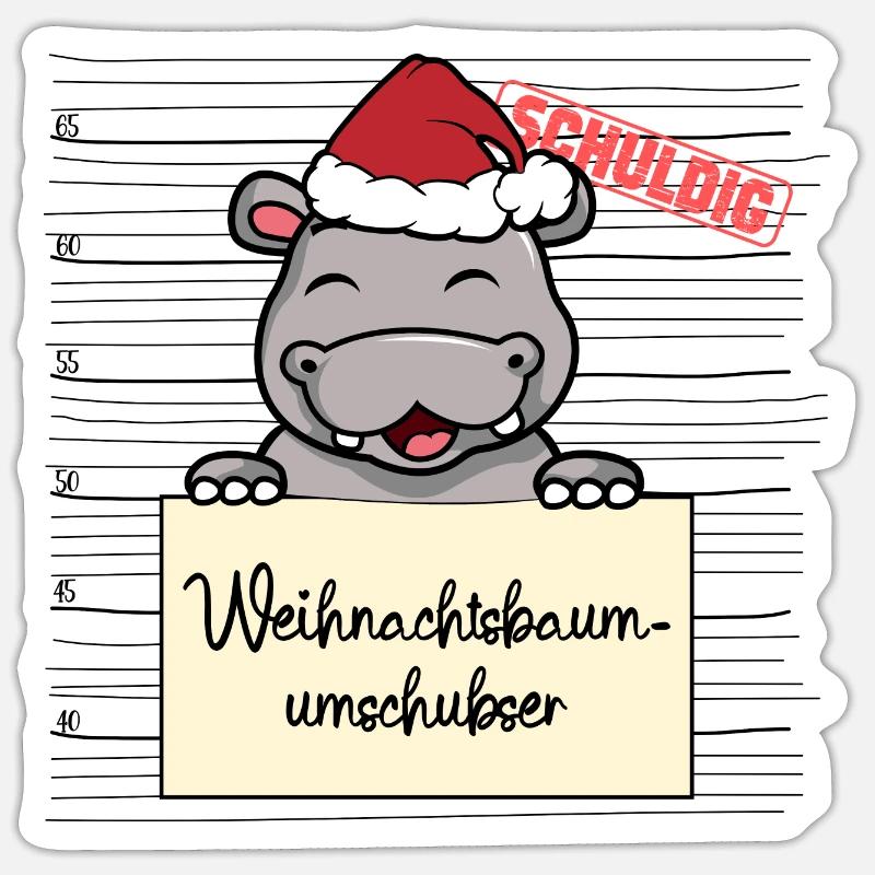 Weihnachtsbaum Umschubser Nilpferd - Sticker Größe S (10 x 10 cm) - Mattweiß