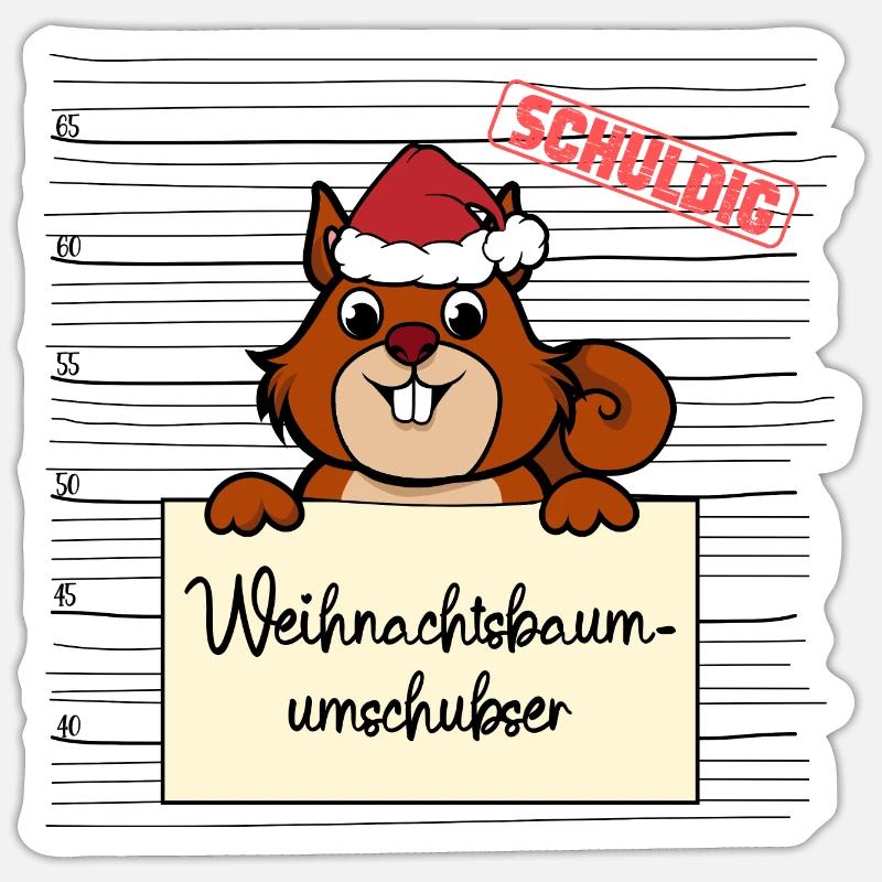 Weihnachtsbaum Umschubser Eichhörnchen - Sticker Größe S (10 x 10 cm) - Mattweiß
