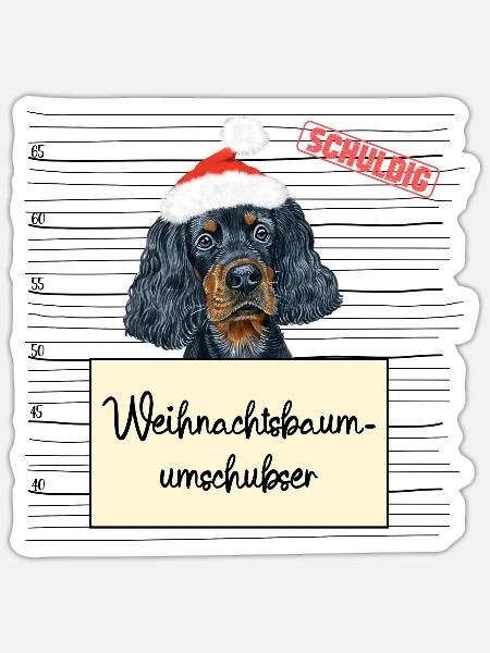Weihnachtsbaum Umschubser Gordon Setter - Sticker Größe S (10 x 10 cm) - Mattweiß