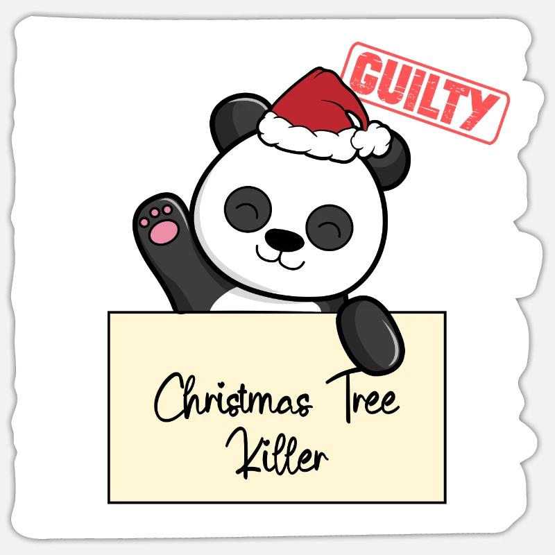 Weihnachtsbaum Umschubser Panda - Sticker Größe S (10 x 10 cm) - Mattweiß