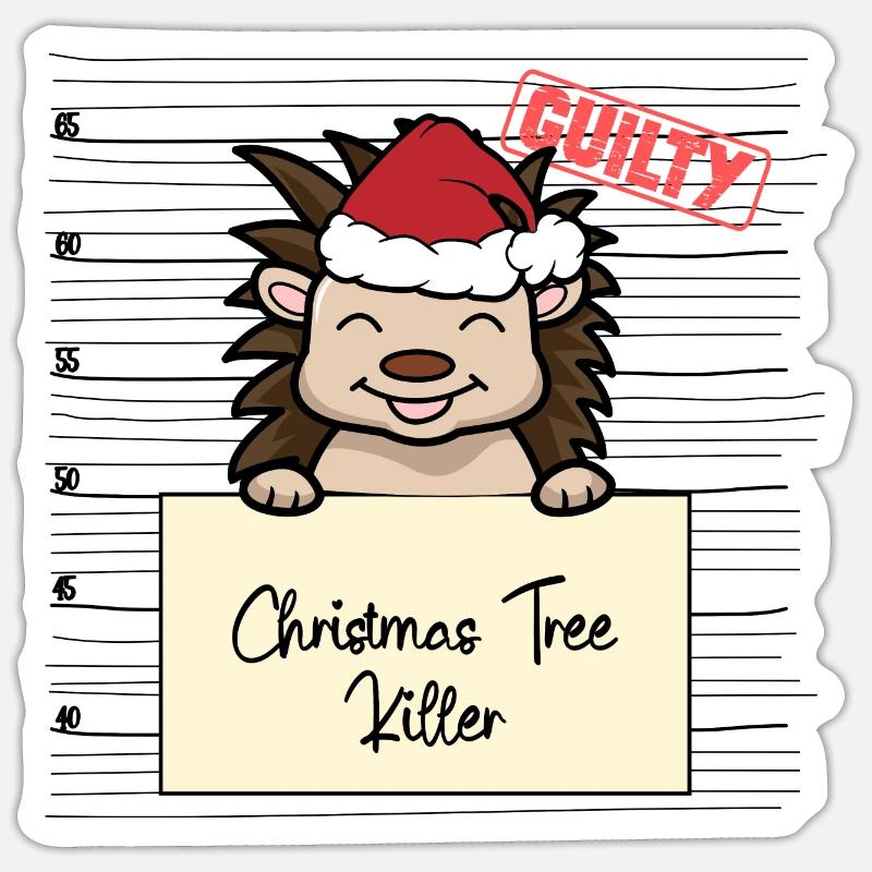 Weihnachtsbaum Umschubser Igel - Sticker Größe S (10 x 10 cm) - Mattweiß