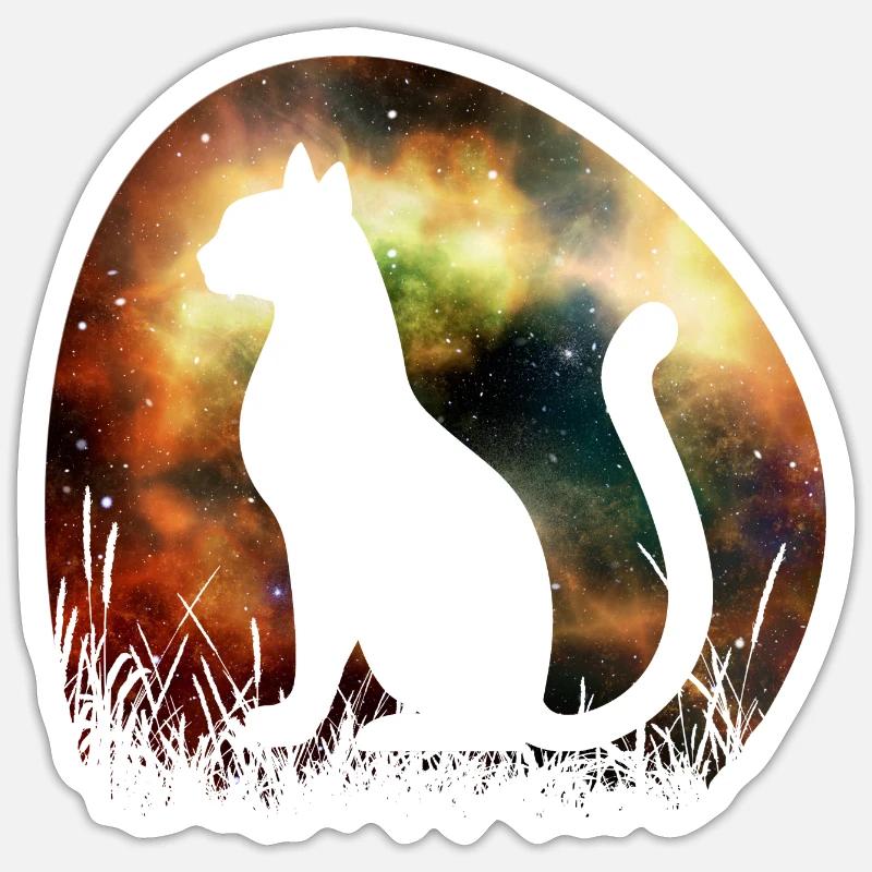 Chat de l’espace - Sticker taille S (10 x 10 cm) - blanc mat