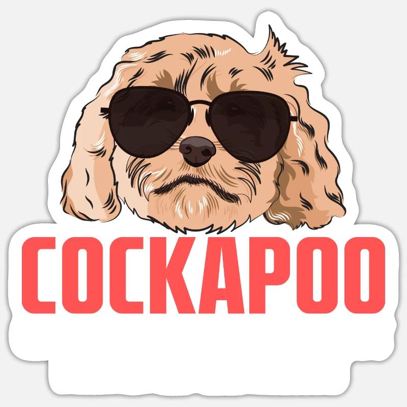 Cockapoo Hund - Sticker Größe S (10 x 10 cm) - Mattweiß